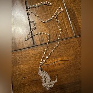 Stella & Dot Multicolor Beaded Necklace with Elephant Pendant